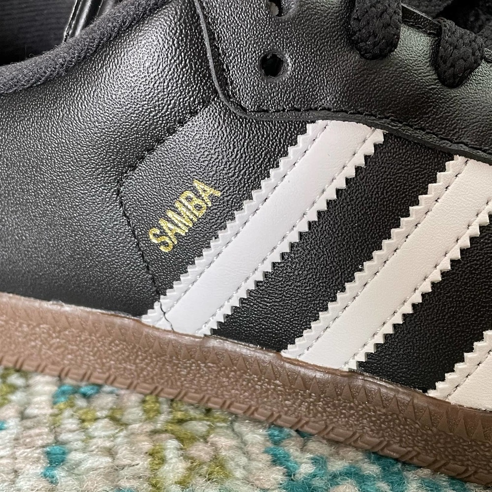 Adidas Samba Classic Leather Sneakers Black White Light Brown WOMEN'S 6.5 - Picture 5 of 11